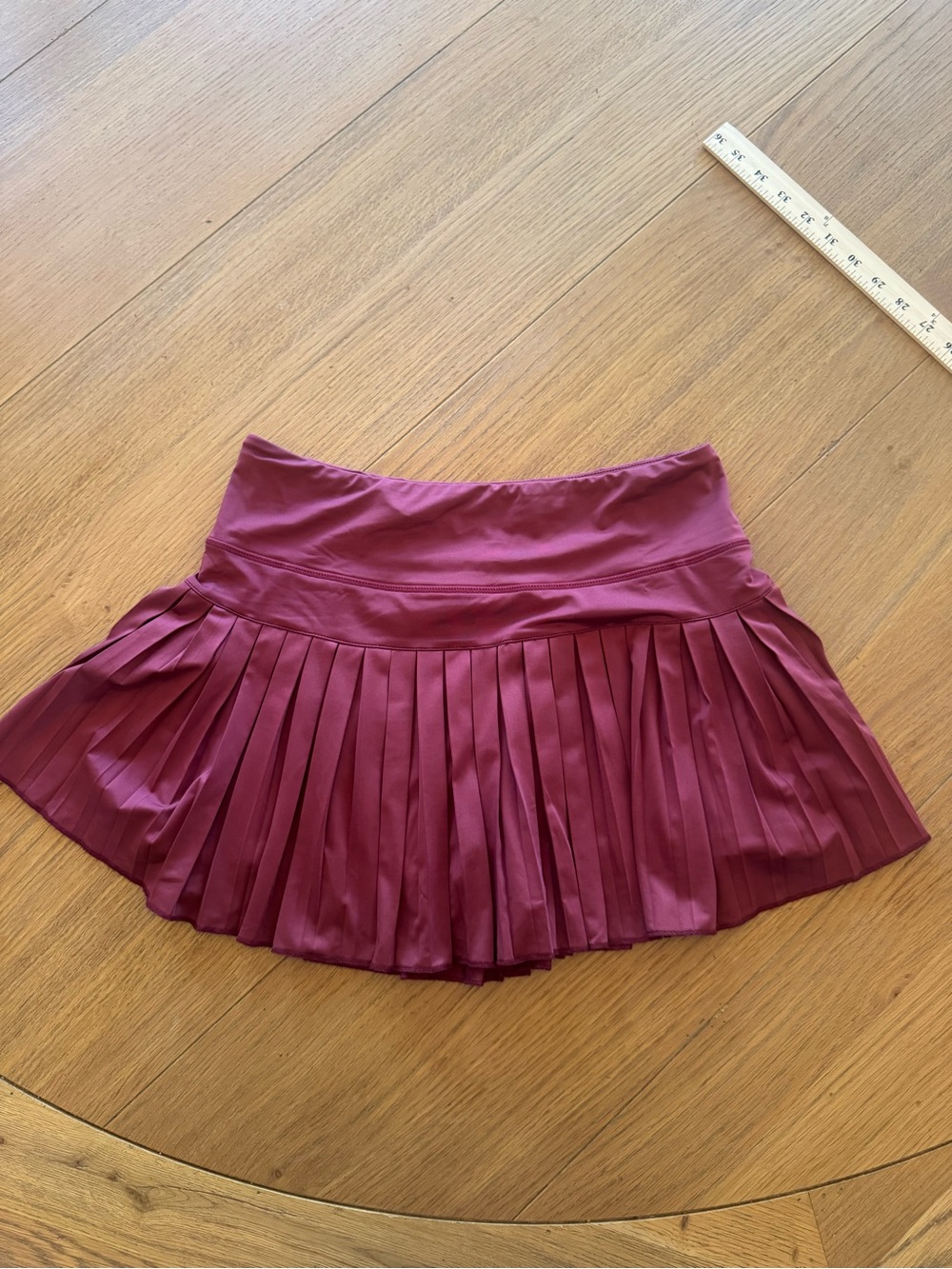 Pleated Athletic Skirt in Burgundy - Picture 2 of 5